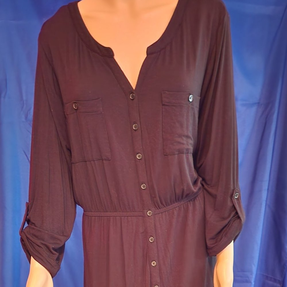 Black button up dress